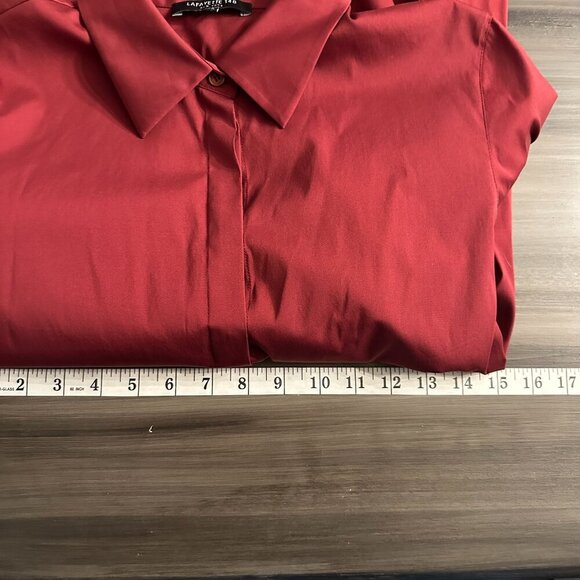Lafayette 148 New York Womens Burgundy Red Button Front Top Size Small - Picture 9 of 10